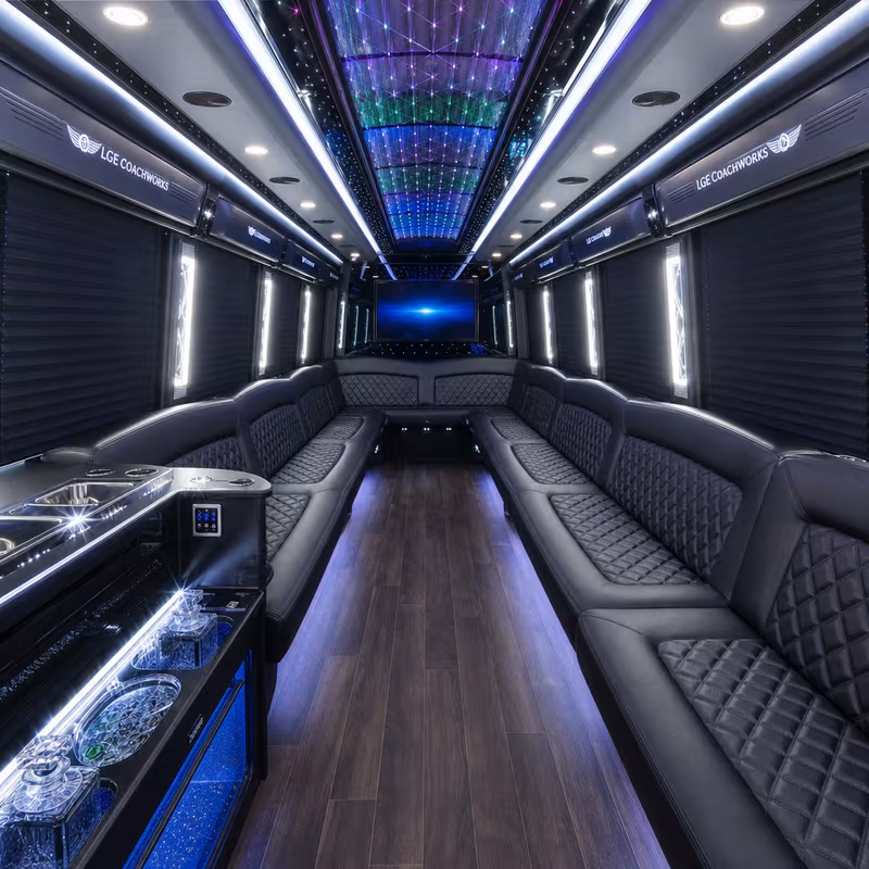 15 Passenger Party Bus Interior