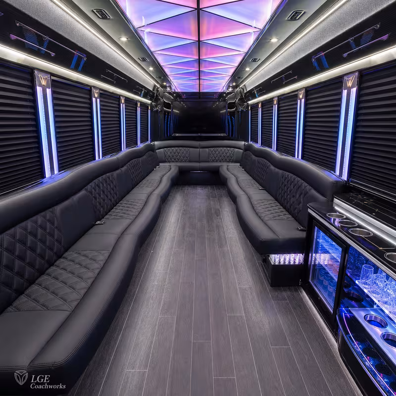 18 Passenger Party Bus Interior