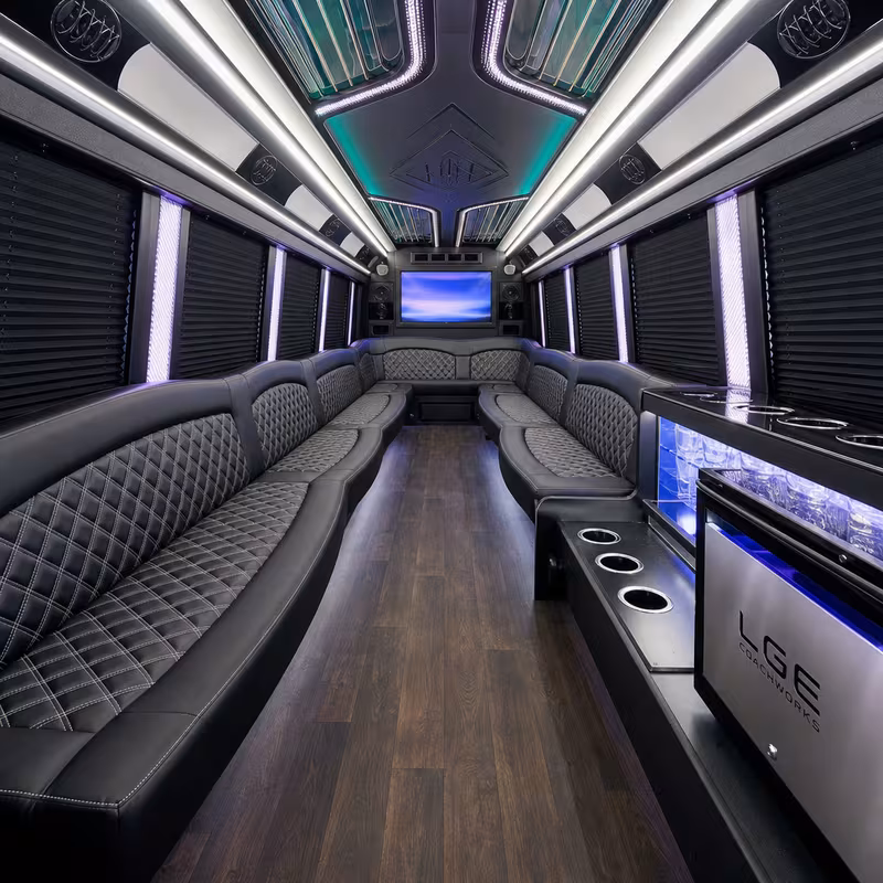 18 Passenger Party Bus Interior