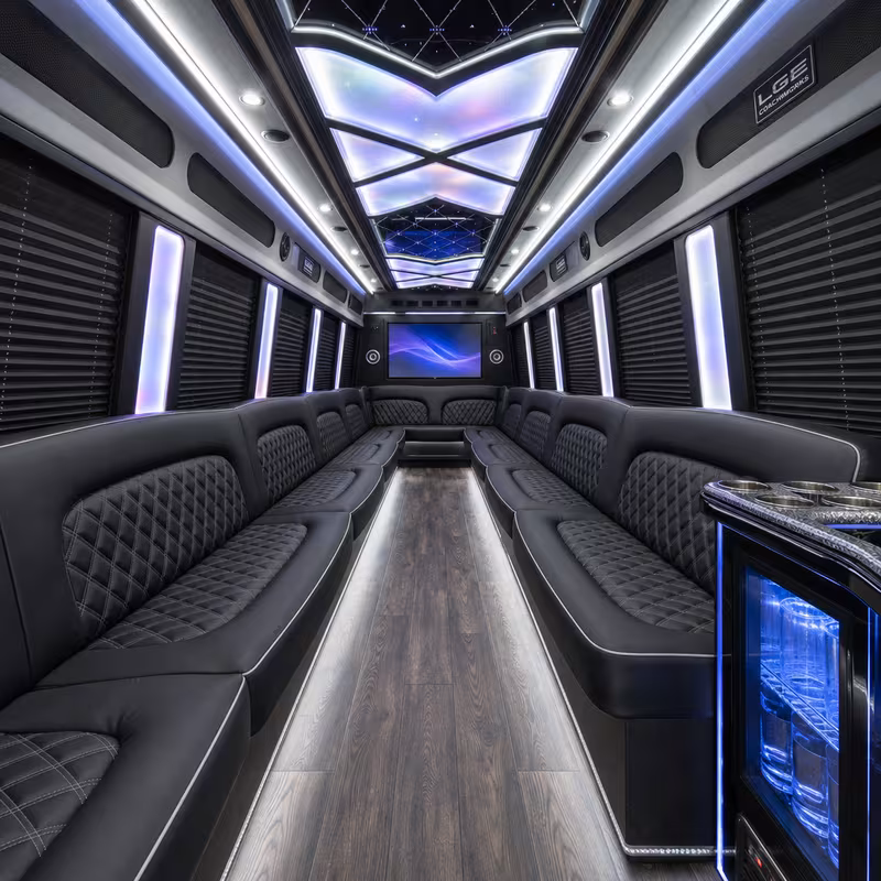 20 Passenger Party Bus Interior