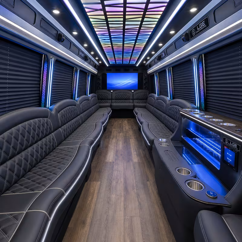 28 Passenger Party Bus Interior