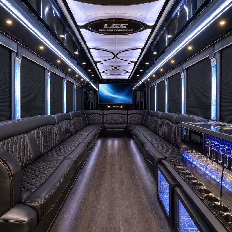 28 Passenger Party Bus Interior