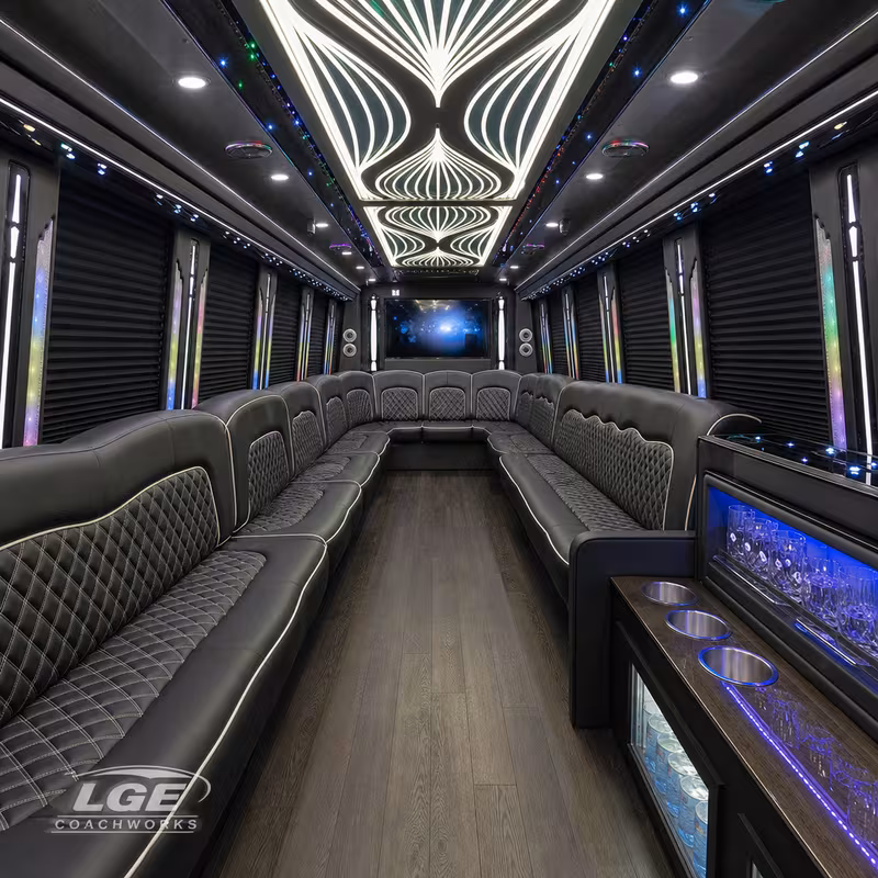 50 Passenger Party Bus Interior