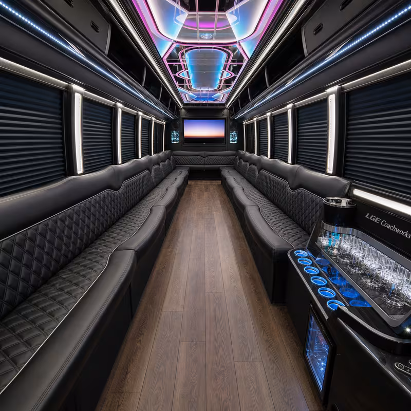 50 Passenger Party Bus Interior