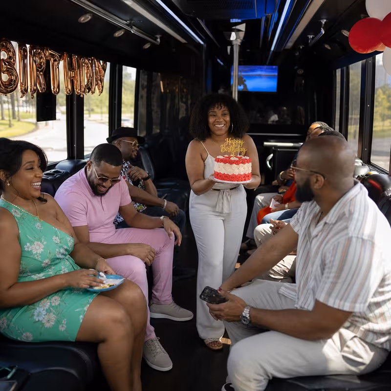 Black Mercedes Sprinter van staged for an Tallahassee Birthday Transportation group